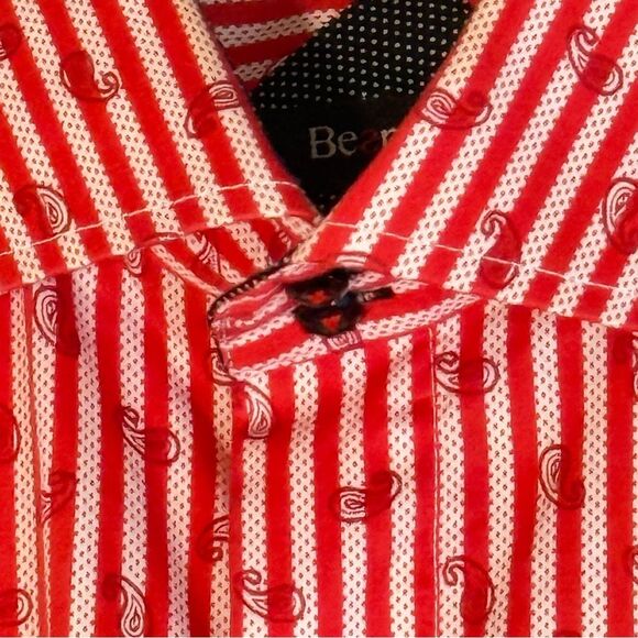 Bespoke Striped & paisley Men's Cotton Shirt contrast cuff size L button up - Picture 10 of 12